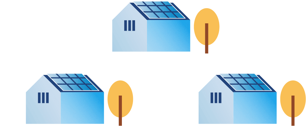 地域のいろいろな電源で作った電力をみんなで分け合って使っていく未来