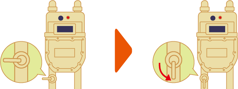 ガスメーターの栓が横になっていませんか？