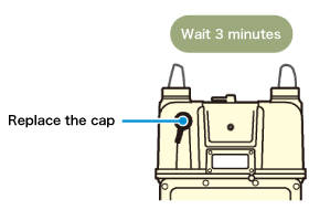 Wait 3 minutes.Replace the cap