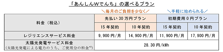 「あんしんWでんち」の選べるプラン