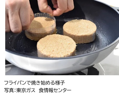 フライパンで焼き始める様子 写真：東京ガス 食情報センター