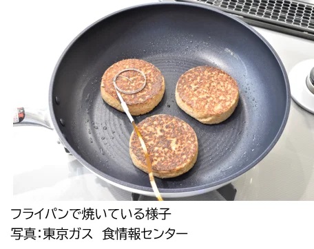 フライパンで焼いている様子 写真：東京ガス 食情報センター