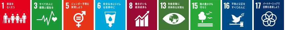 SDGs1 3 5 6 8 13 15 16 17